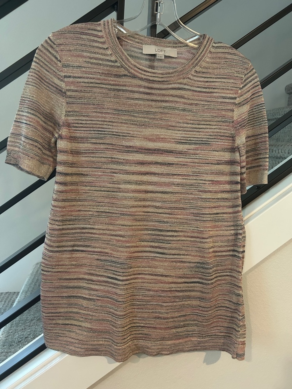 LOFT Metallic Multicolor Striped Knit sweater. Size XS